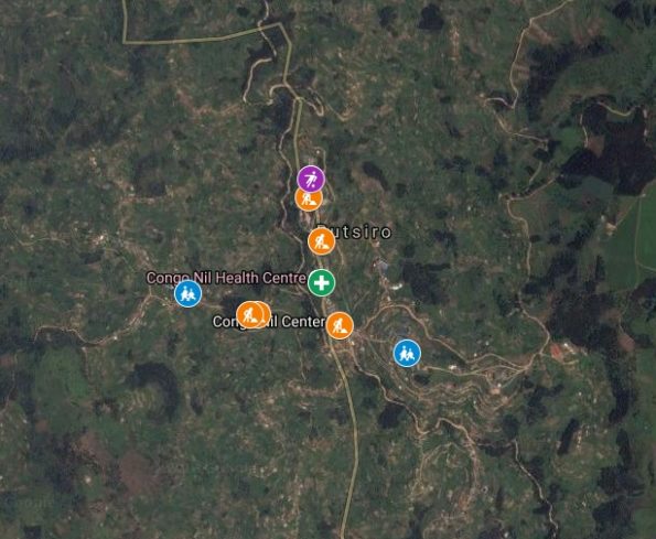 Screenshot of a sample area (Congo Nil) with a selection of services that particpated in the mapping