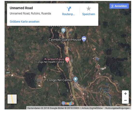 Satellite view in Google maps of Congo Nil in the Rutsiro district of Rwanda